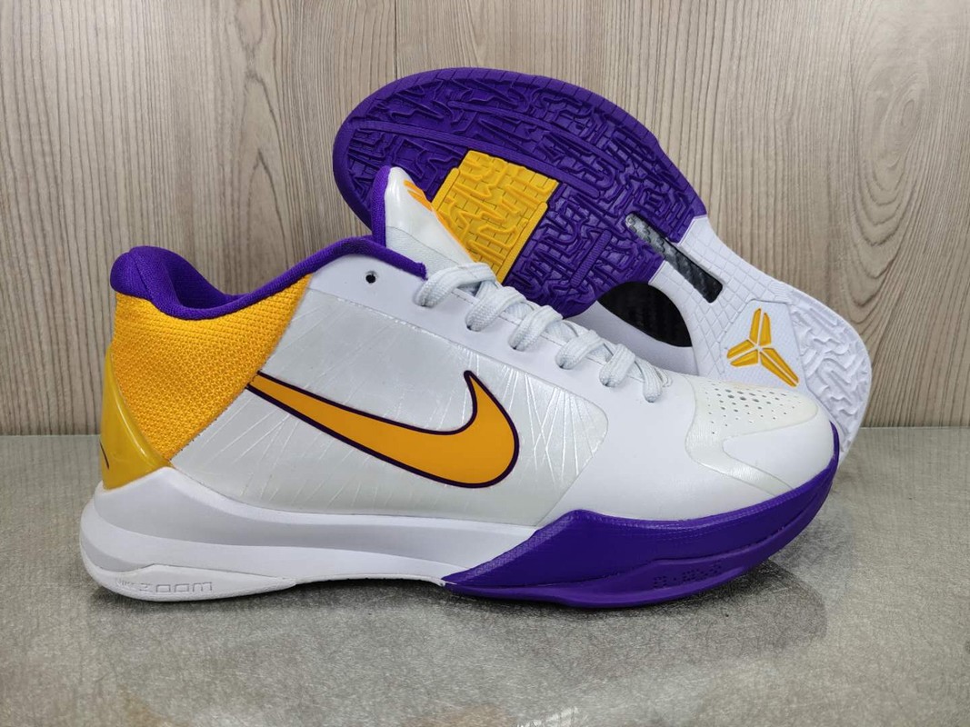 Nike Kobe 5 Men Shoes White Purple Yellow